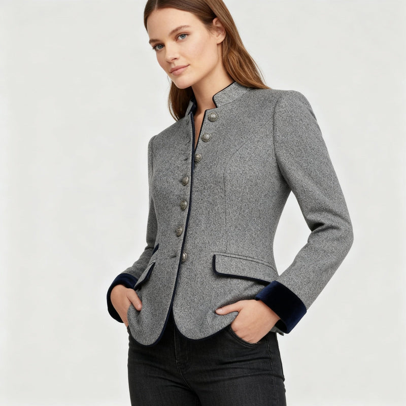 Women's Structured Jacket – Boxy Stand Collar – Smart Casual Australia