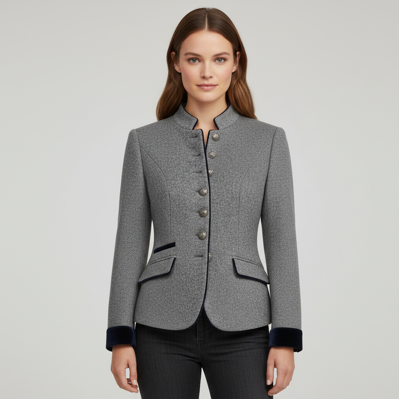 Women's Structured Jacket – Boxy Stand Collar – Smart Casual Australia