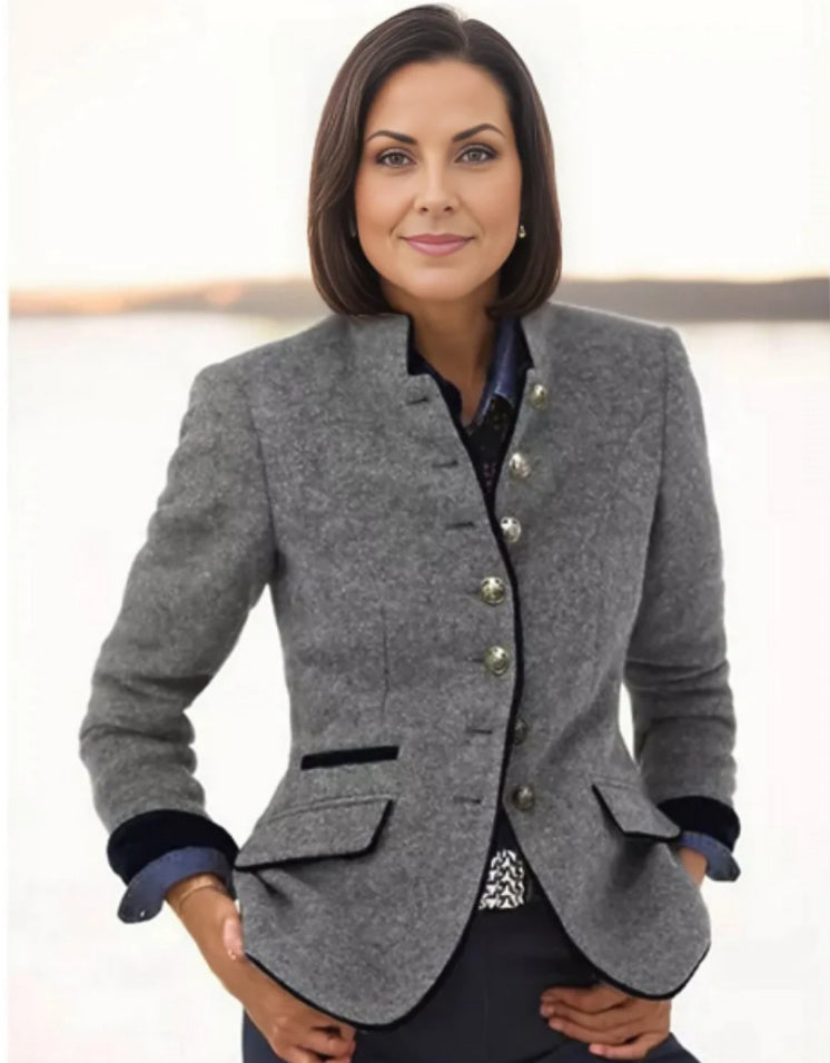 Women's Structured Jacket – Boxy Stand Collar – Smart Casual Australia