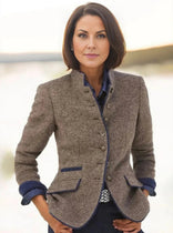 Women's Structured Jacket – Boxy Stand Collar – Smart Casual Australia in Brown