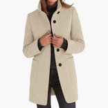 Women's Winter Jacket – Stand Collar Feminine Cut – Casual Australia in Beige