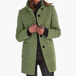 Women's Winter Jacket – Stand Collar Feminine Cut – Casual Australia in Green bean