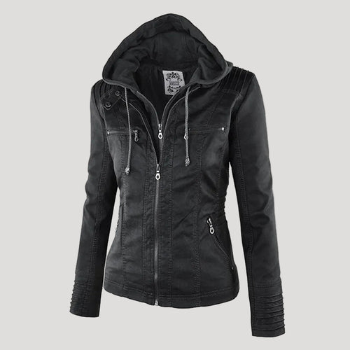 Women's Faux Leather Jacket – Water-Resistant Hooded – Winter Australia
