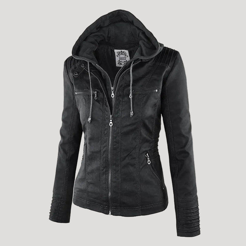 Women's Faux Leather Jacket – Water-Resistant Hooded – Winter Australia