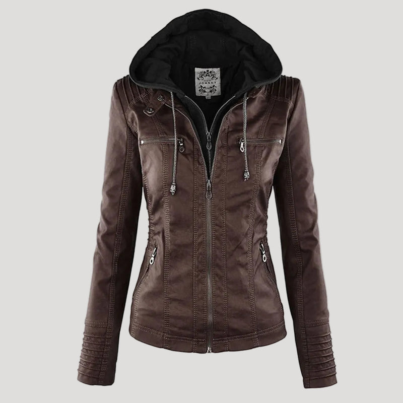 Women's Faux Leather Jacket – Water-Resistant Hooded – Winter Australia