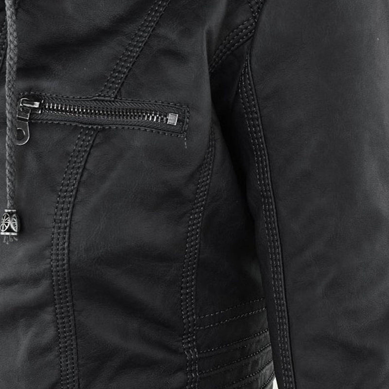 Women's Faux Leather Jacket – Water-Resistant Hooded – Winter Australia