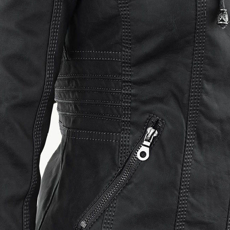 Women's Faux Leather Jacket – Water-Resistant Hooded – Winter Australia