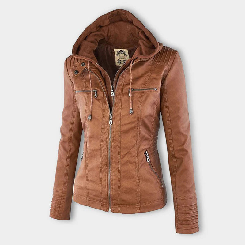 Women's Faux Leather Jacket – Water-Resistant Hooded – Winter Australia