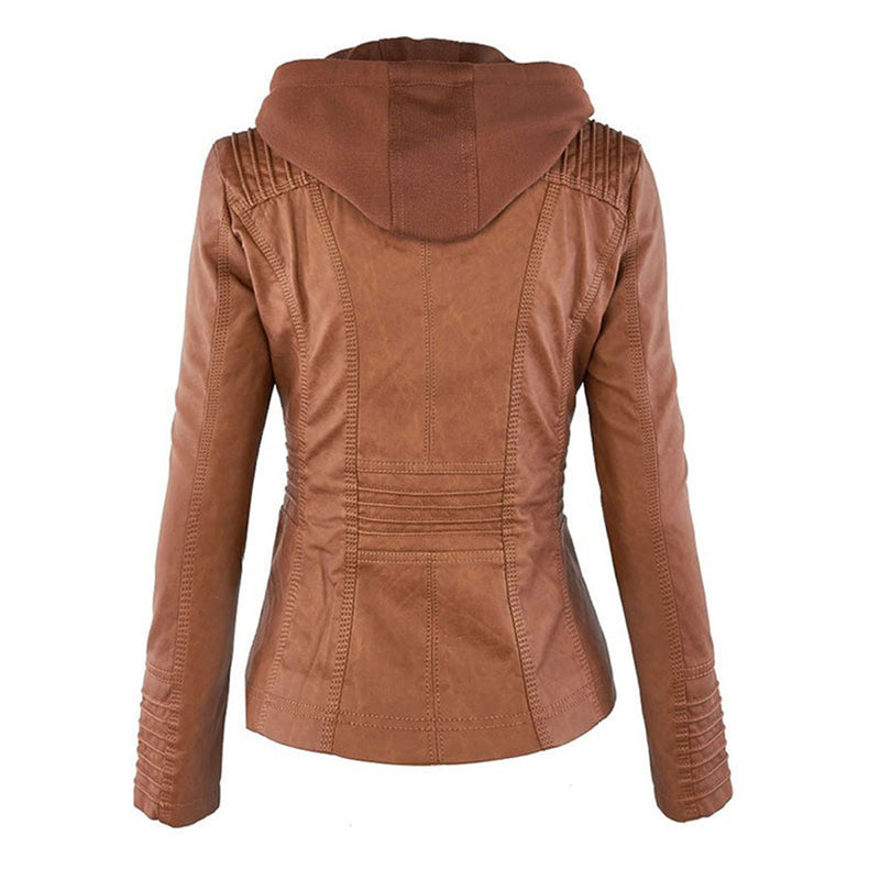 Women's Faux Leather Jacket – Water-Resistant Hooded – Winter Australia