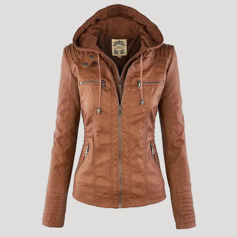 Women's Faux Leather Jacket – Water-Resistant Hooded – Winter Australia