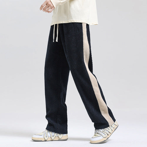 Wide-Leg Trousers – Striped Elastic Waist – Loose Fit – Men's Casual Australia
