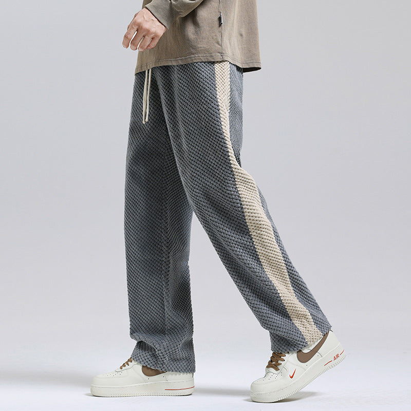 Wide-Leg Trousers – Striped Elastic Waist – Loose Fit – Men's Casual Australia