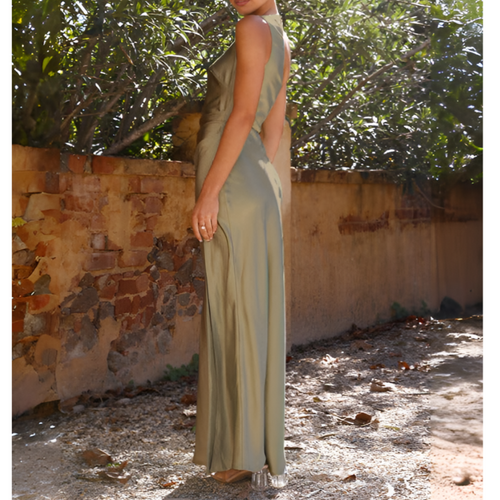 Caprice | Satin One-Shoulder High-Slit Maxi Dress