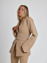 Women's Belted Blazer – Tailored Waist-Defining – Work & Evening Australia in Khaki
