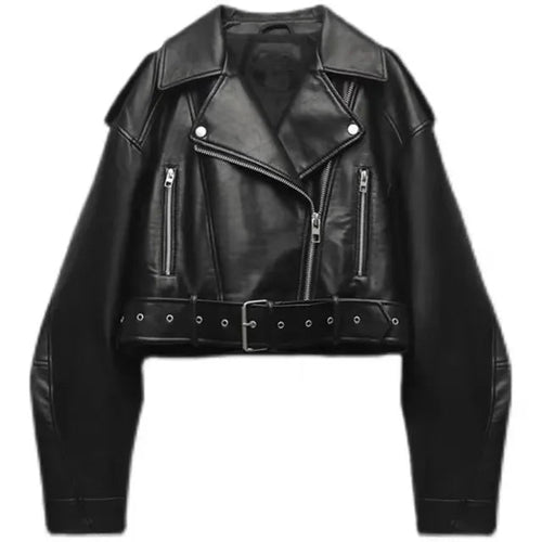 Women's Cropped Biker Jacket – Tailored Zip Detail – Casual Edge Australia