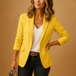 Women's Single-Button Blazer – Slim Tailored Fit – Office Casual Australia in Yellow