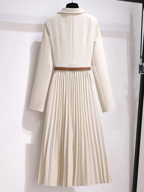 Blazer Midi Dress – Pleated Belted – Women's Tailored Workwear Australia