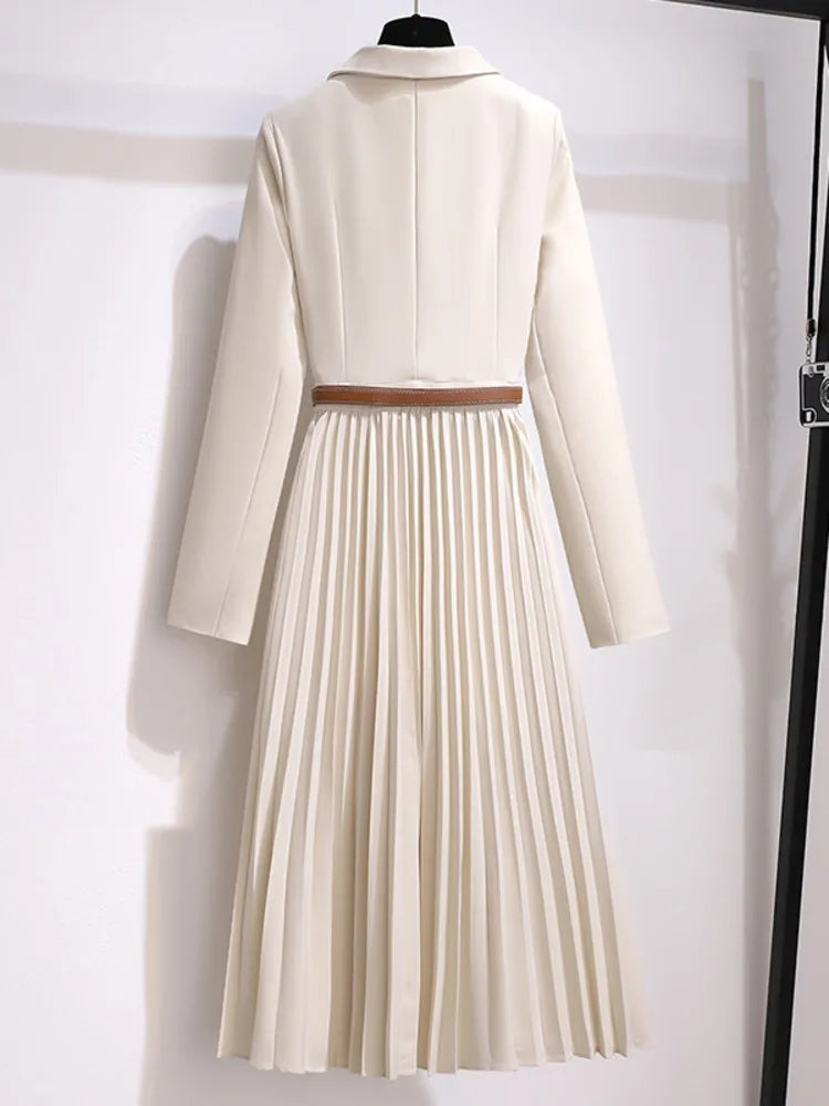 Blazer Midi Dress – Pleated Belted – Women's Tailored Workwear Australia