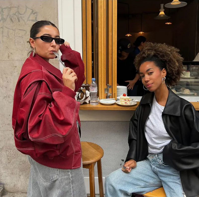 Women's Vegan Leather Jacket – Oversized Dropped Shoulder – Casual Australia