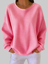Women's Textured Sweater – Lightweight Relaxed Knit – Spring Layering Australia in Pink