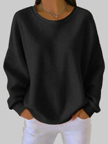 Women's Textured Sweater – Lightweight Relaxed Knit – Spring Layering Australia in Black