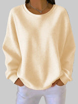 Women's Textured Sweater – Lightweight Relaxed Knit – Spring Layering Australia in Apricot