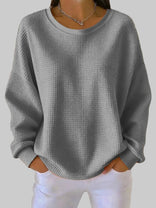 Women's Textured Sweater – Lightweight Relaxed Knit – Spring Layering Australia in Gray
