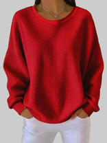 Women's Textured Sweater – Lightweight Relaxed Knit – Spring Layering Australia in Red