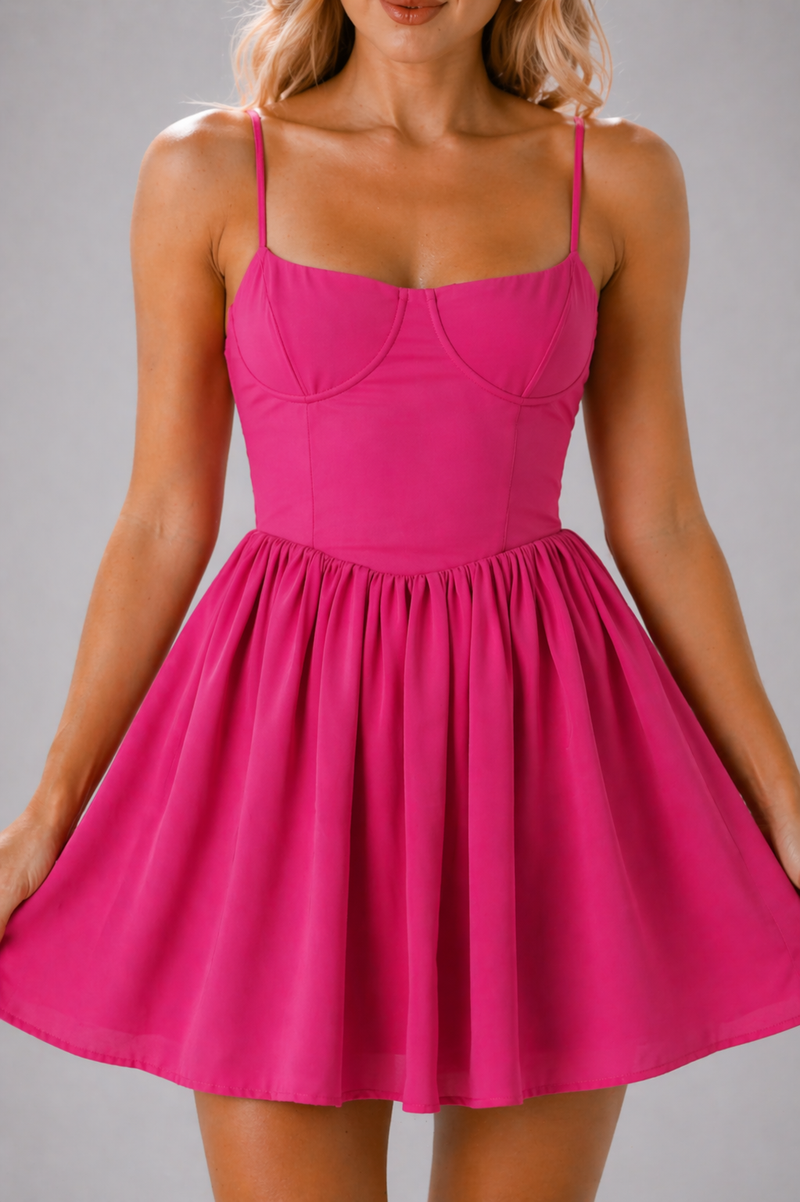 Theodora | Spaghetti Strap Bustier A-Line Mini Dress
