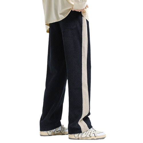 Wide-Leg Trousers – Striped Elastic Waist – Loose Fit – Men's Casual Australia