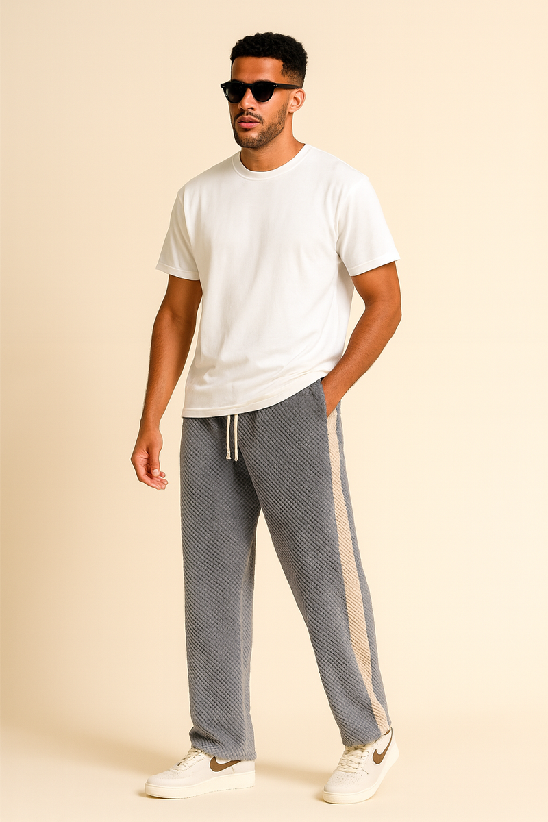 Wide-Leg Trousers – Striped Elastic Waist – Loose Fit – Men's Casual Australia