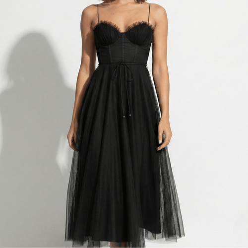 Gaia | Corset Bodice Tulle Midi Dress