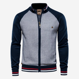 Tom Adams Striped Zipper Cardigan – Men’s Knit Sweater Jacket in Navy