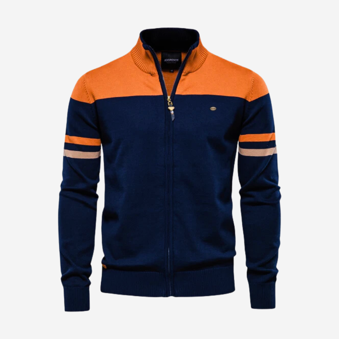 Tom Carter Men Complex Zip-Up Sweater