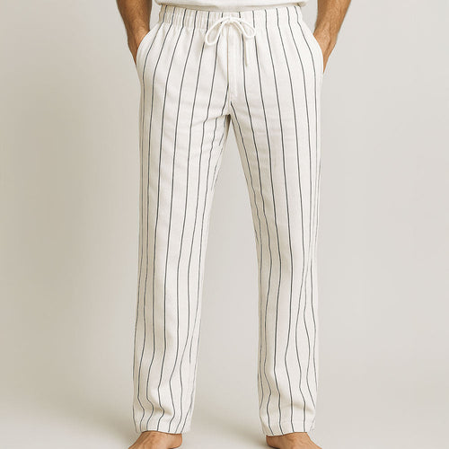 Linen Trousers – Striped Lightweight Breathable – Relaxed Fit – Men's Casual Australia