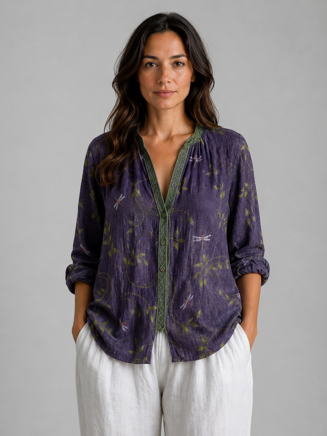 Women's Bohemian V-Neck Blouse – Relaxed Style Top