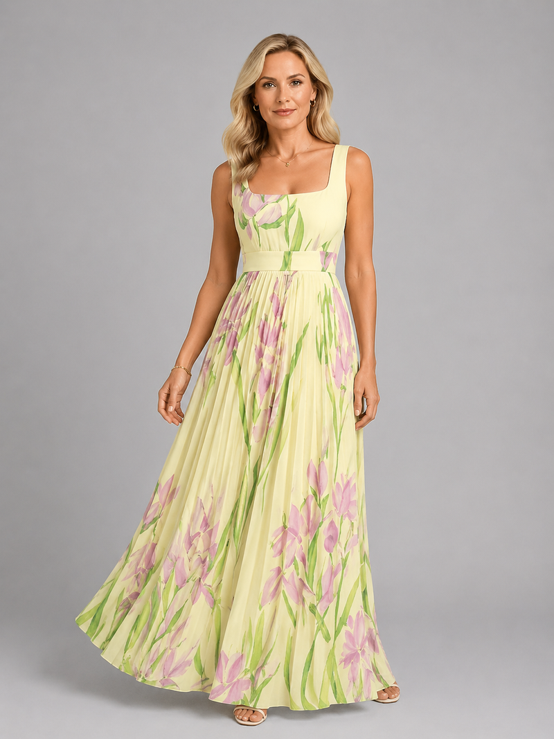 Marguerite Floral Maxi Dress | Women's A-Line Square-Neck Day Dress