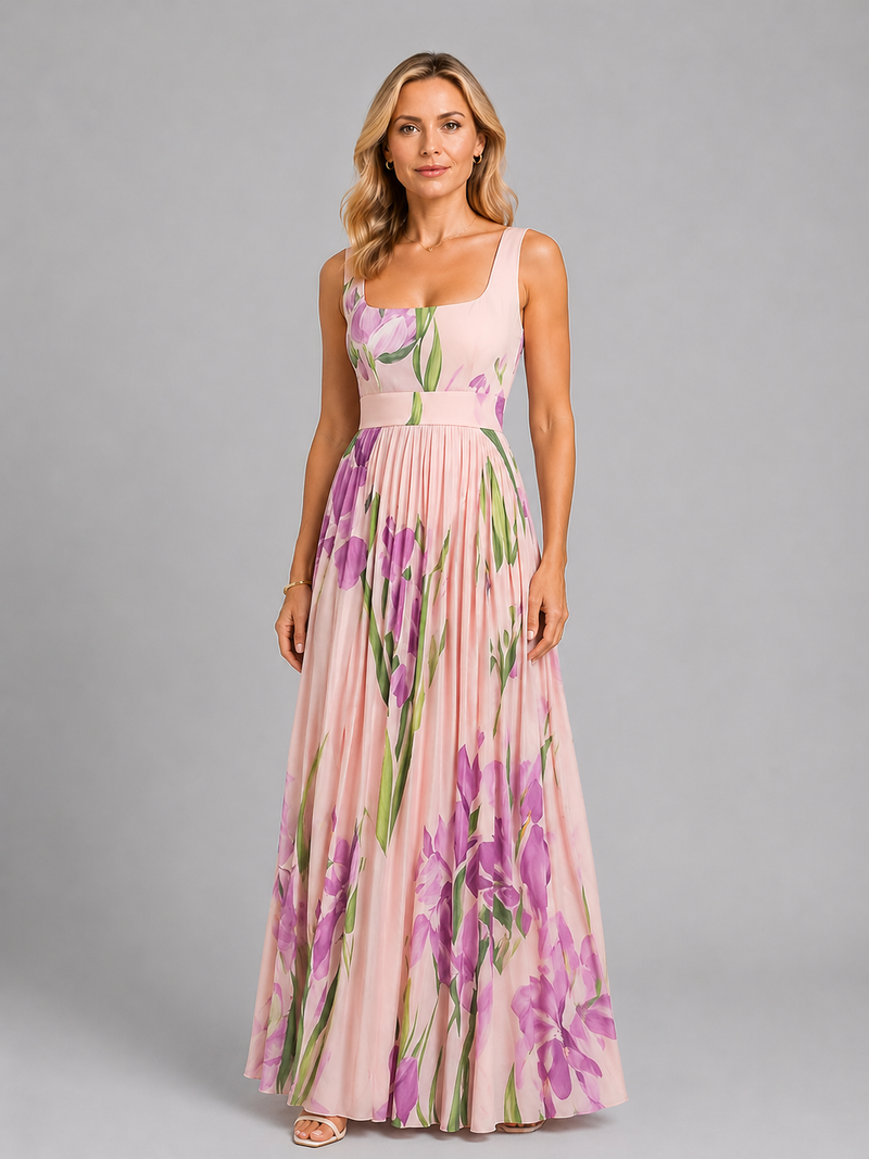 Marguerite Floral Maxi Dress | Women's A-Line Square-Neck Day Dress