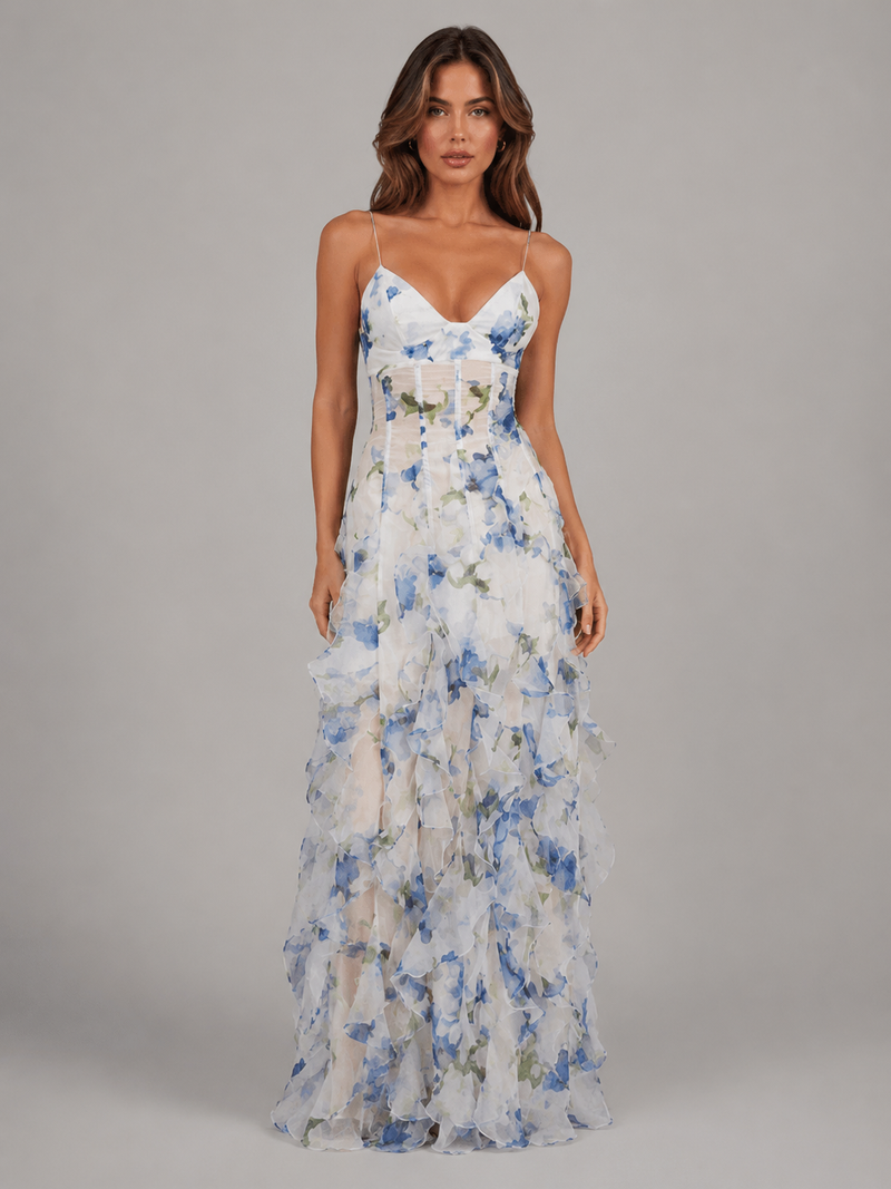 Darya Corset Maxi Dress | Women's Floral Ruffle Occasion Dress