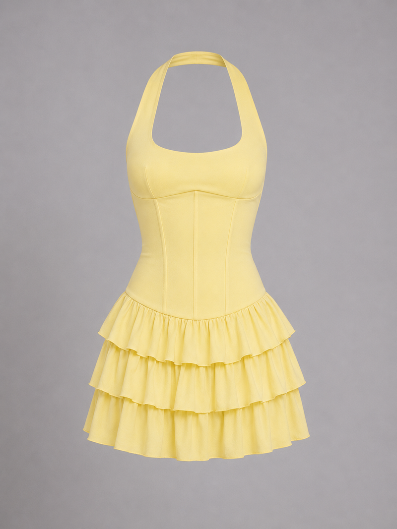 Halia Halter Ruffle Mini Dress | Women's Corset Summer Dress