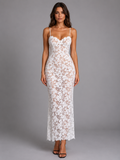 Women’s Lace Corset Maxi Dress – Elegant Sculpted Fit
