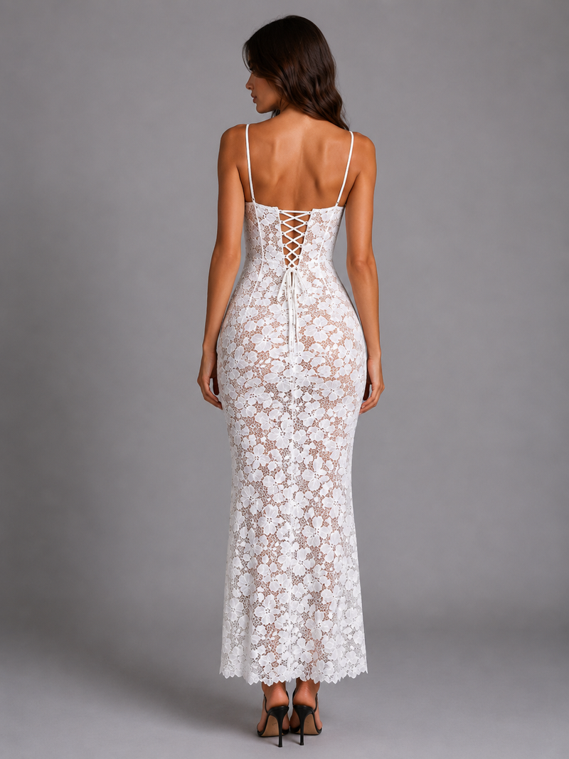 Genevra Lace Corset Maxi Dress | Women's Sculpted Wedding-Guest Dress