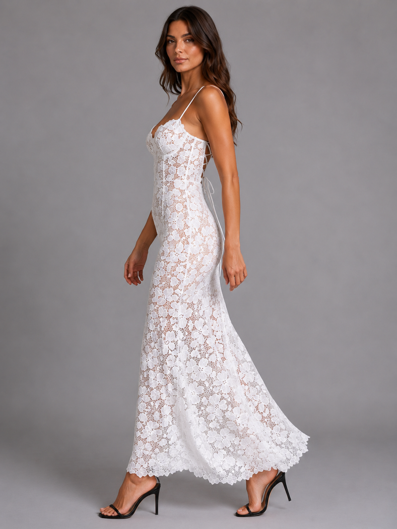 Genevra Lace Corset Maxi Dress | Women's Sculpted Wedding-Guest Dress