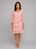 Women's Layered Chiffon Shift Dress – Flowing Silhouette