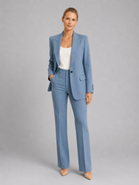 Women's Blazer & High-Waist Trousers Suit – Tailored Structured – Office Australia in Blue