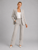 Women's Blazer & High-Waist Trousers Suit – Tailored Structured – Office Australia in Grey