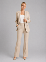 Women's Blazer & High-Waist Trousers Suit – Tailored Structured – Office Australia in Beige
