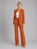 Women's Blazer & High-Waist Trousers Suit – Tailored Structured – Office Australia in Brown
