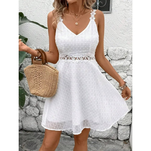 Viola | Lace-Trim V-Neck A-Line Mini Dress