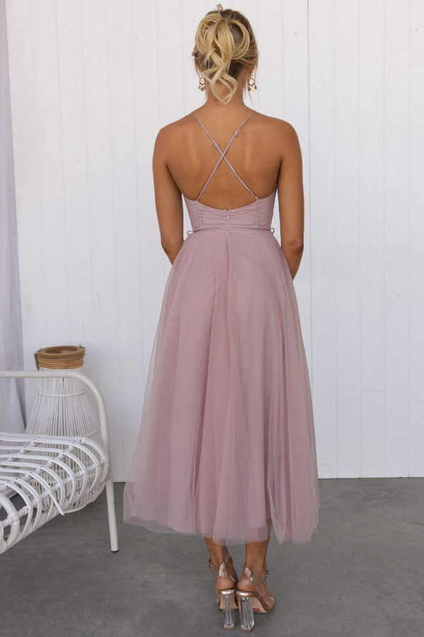 Adelaide | Corset Tulle Sweetheart Midi Dress